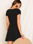 Button<b style="color:White;"><font size="1"> -</font></b>Front Square Neck Dress