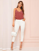 Double<b style="color:White;"><font size="1"> -</font></b>V Striped Cami Top