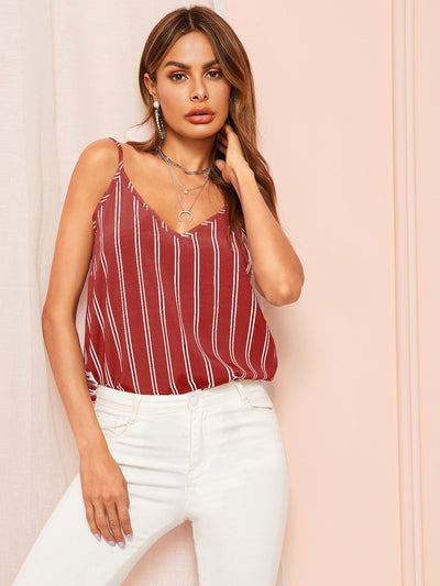 Double<b style="color:White;"><font size="1"> -</font></b>V Striped Cami Top