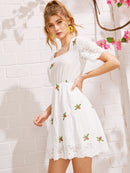 Eyelet<b style="color:White;"><font size="1"> -</font></b>Embroidery Square Neck Dress