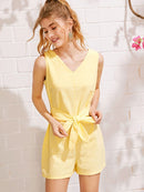 Tie<b style="color:White;"><font size="1"> -</font></b>Front Solid Romper