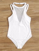 Plunging<b style="color:White;"><font size="1"> -</font></b>Mesh<b style="color:White;"><font size="1"> -</font></b>Insert One Piece Swimwear