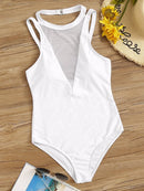 Plunging<b style="color:White;"><font size="1"> -</font></b>Mesh<b style="color:White;"><font size="1"> -</font></b>Insert One Piece Swimwear