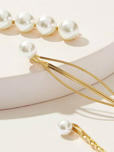 Faux<b style="color:White;"><font size="1"> -</font></b>Pearl Detail Hairpin 3pcs