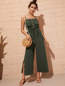 Side<b style="color:White;"><font size="1"> -</font></b>Split Drawstring Waist Cami Jumpsuit