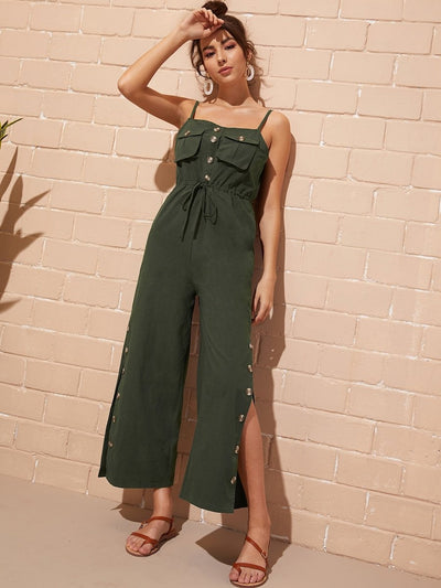 Side<b style="color:White;"><font size="1"> -</font></b>Split Drawstring Waist Cami Jumpsuit