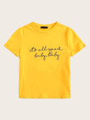 Slogan<b style="color:White;"><font size="1"> -</font></b>Print Solid Fitted Tee