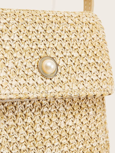 Faux<b style="color:White;"><font size="1"> -</font></b>Pearl Decor Woven Bag