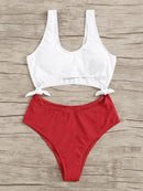 Two<b style="color:White;"><font size="1"> -</font></b>Tone<b style="color:White;"><font size="1"> -</font></b>Cut-out Tie Side Monokini