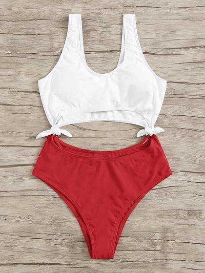 Two<b style="color:White;"><font size="1"> -</font></b>Tone<b style="color:White;"><font size="1"> -</font></b>Cut-out Tie Side Monokini