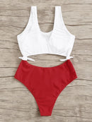Two<b style="color:White;"><font size="1"> -</font></b>Tone<b style="color:White;"><font size="1"> -</font></b>Cut-out Tie Side Monokini