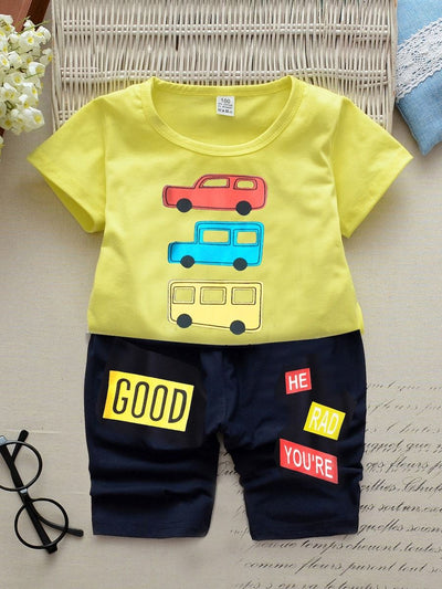 Toddler<b style="color:White;"><font size="1"> -</font></b>Boys<b style="color:White;"><font size="1"> -</font></b>Car<b style="color:White;"><font size="1"> -</font></b>Print Tee With Letter Print Pants