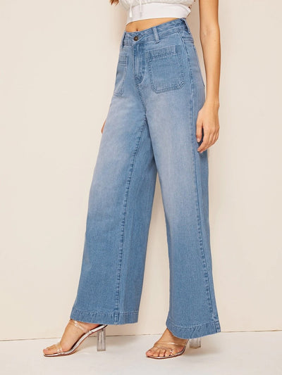 Pocket<b style="color:White;"><font size="1"> -</font></b>Patch Wide Leg Jeans