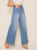 Pocket<b style="color:White;"><font size="1"> -</font></b>Patch Wide Leg Jeans