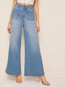 Pocket<b style="color:White;"><font size="1"> -</font></b>Patch Wide Leg Jeans