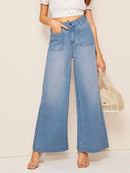 Pocket<b style="color:White;"><font size="1"> -</font></b>Patch Wide Leg Jeans