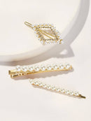 Pearl<b style="color:White;"><font size="1"> -</font></b>Decorated Hair Clip 3pcs