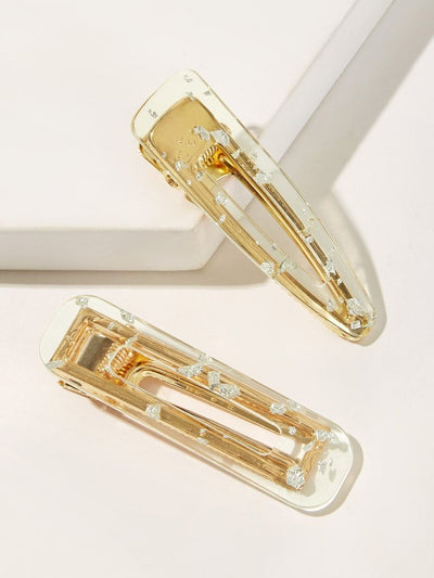 Glitter<b style="color:White;"><font size="1"> -</font></b>Detail<b style="color:White;"><font size="1"> -</font></b>Transparent Hair Clip 2pcs