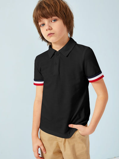 Boys<b style="color:White;"><font size="1"> -</font></b>Striped Cuff Polo Shirt