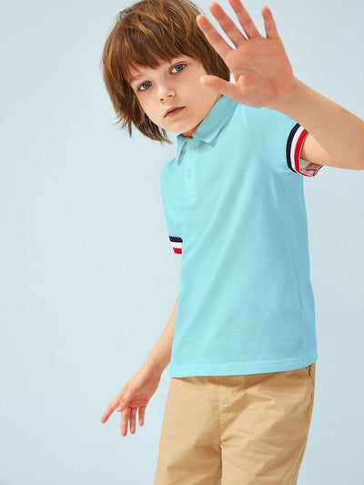 Boys<b style="color:White;"><font size="1"> -</font></b>Striped Cuff Polo Shirt