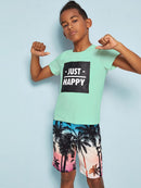 Boys<b style="color:White;"><font size="1"> -</font></b>Letter<b style="color:White;"><font size="1"> -</font></b>Tee<b style="color:White;"><font size="1"> -</font></b>& Coconut Tree Shorts Set