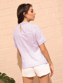 Schiffy<b style="color:White;"><font size="1"> -</font></b>Eyelet<b style="color:White;"><font size="1"> -</font></b>Scallop Mock Neck Top