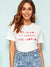 Short<b style="color:White;"><font size="1"> -</font></b>Sleeve Slogan Print Top