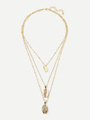 Shell<b style="color:White;"><font size="1"> -</font></b>Pendant<b style="color:White;"><font size="1"> -</font></b>Layered Chain Necklace 1pc