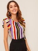 Ruffle<b style="color:White;"><font size="1"> -</font></b>Armhole Striped Top