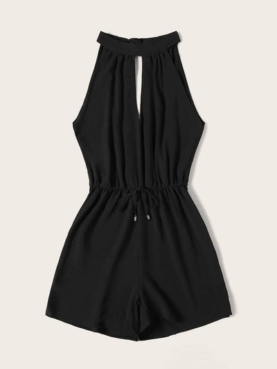 Drawstring<b style="color:White;"><font size="1"> -</font></b>Waist<b style="color:White;"><font size="1"> -</font></b>Cut Out Tie Back Playsuit