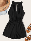 Drawstring<b style="color:White;"><font size="1"> -</font></b>Waist<b style="color:White;"><font size="1"> -</font></b>Cut Out Tie Back Playsuit