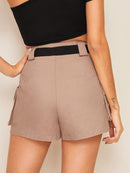 Dual<b style="color:White;"><font size="1"> -</font></b>Pocket Self Waist Utility Shorts