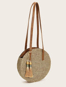 Tassel<b style="color:White;"><font size="1"> -</font></b>Fringe<b style="color:White;"><font size="1"> -</font></b>Hem Decor Round Bag