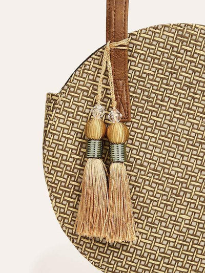 Tassel<b style="color:White;"><font size="1"> -</font></b>Fringe Hem Decor Round Bag