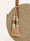 Tassel<b style="color:White;"><font size="1"> -</font></b>Fringe<b style="color:White;"><font size="1"> -</font></b>Hem Decor Round Bag