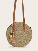 Tassel<b style="color:White;"><font size="1"> -</font></b>Fringe Hem Decor Round Bag