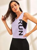 Floral<b style="color:White;"><font size="1"> -</font></b>Letter Print Raw Cut Tank Top