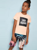 Boys<b style="color:White;"><font size="1"> -</font></b>Letter<b style="color:White;"><font size="1"> -</font></b>Tee<b style="color:White;"><font size="1"> -</font></b>& Coconut Tree Shorts Set