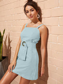 Zip<b style="color:White;"><font size="1"> -</font></b>Back Belted Cami Dress