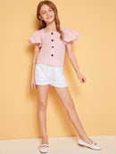 Girls<b style="color:White;"><font size="1"> -</font></b>Ruffle<b style="color:White;"><font size="1"> -</font></b>Armhole Button Up Blouse