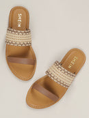 Metallic<b style="color:White;"><font size="1"> -</font></b>Iridescent<b style="color:White;"><font size="1"> -</font></b>Double Bands Slide Sandals