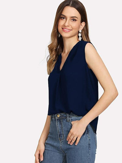 V-neck Solid Top