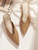 Plain<b style="color:White;"><font size="1"> -</font></b>V-cut Block Heeled Mules