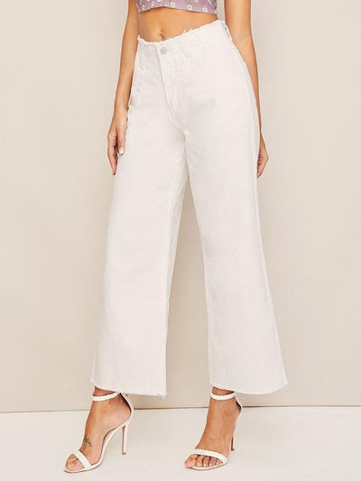 Raw<b style="color:White;"><font size="1"> -</font></b>Hem<b style="color:White;"><font size="1"> -</font></b>Wide Leg High Waist Jeans