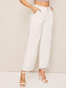 Raw<b style="color:White;"><font size="1"> -</font></b>Hem<b style="color:White;"><font size="1"> -</font></b>Wide Leg High Waist Jeans