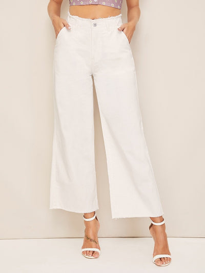 Raw<b style="color:White;"><font size="1"> -</font></b>Hem<b style="color:White;"><font size="1"> -</font></b>Wide Leg High Waist Jeans