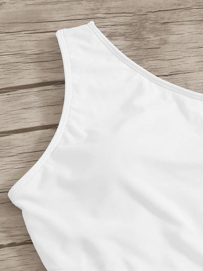 Two<b style="color:White;"><font size="1"> -</font></b>Tone<b style="color:White;"><font size="1"> -</font></b>One Shoulder One Piece Swimwear