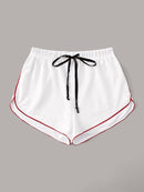 Striped<b style="color:White;"><font size="1"> -</font></b>Dolphin Hem Drawstring Shorts