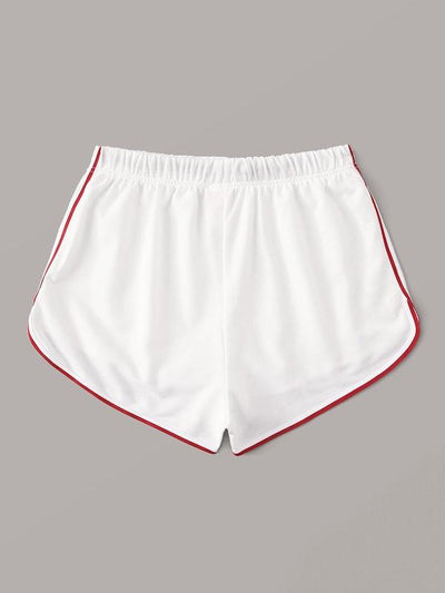 Striped<b style="color:White;"><font size="1"> -</font></b>Dolphin Hem Drawstring Shorts