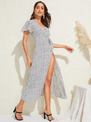 Split<b style="color:White;"><font size="1"> -</font></b>Thigh<b style="color:White;"><font size="1"> -</font></b>Surplice Wrap Belted Dress